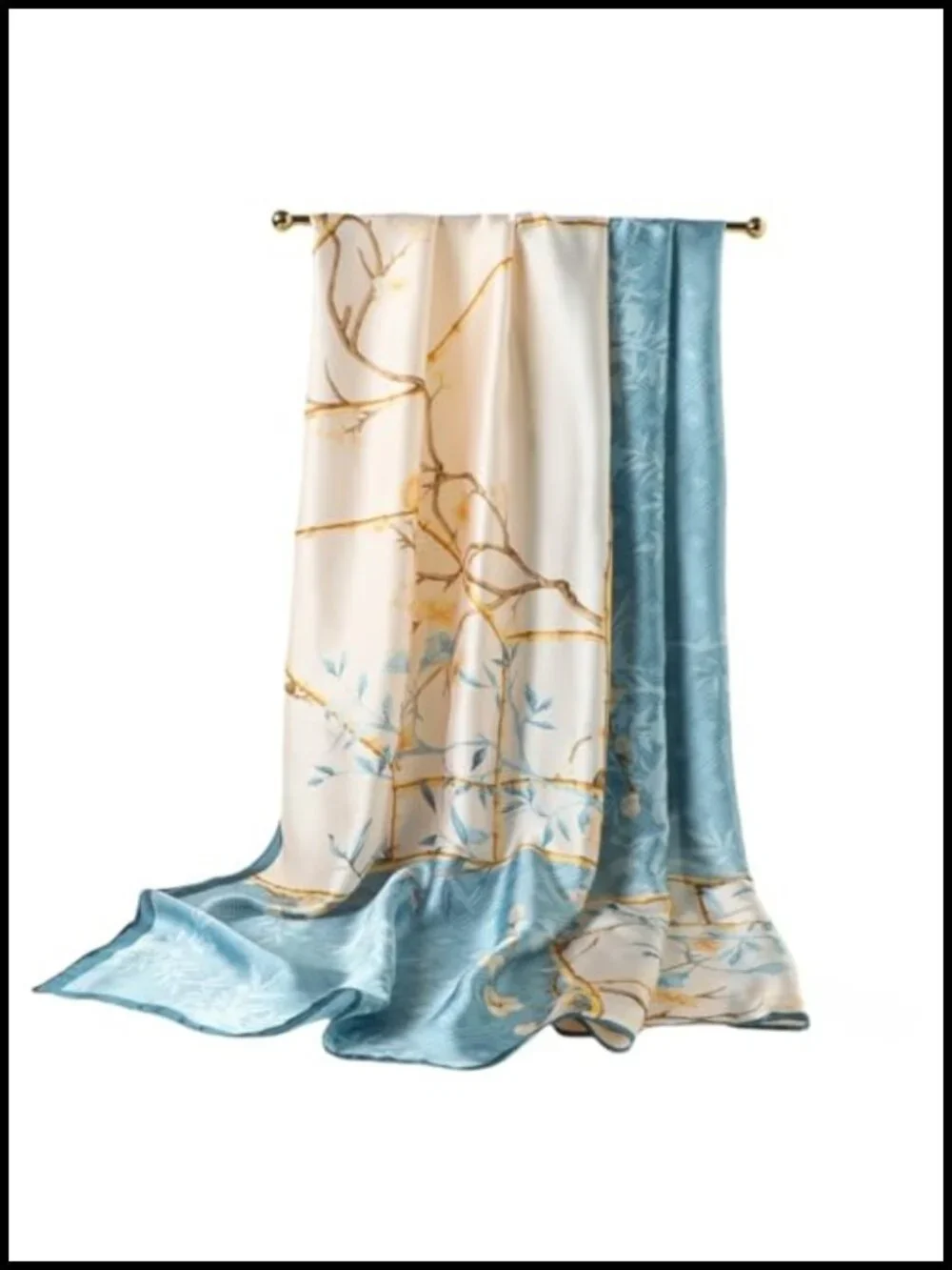 Elegant Silk Scarf Shawl Lightweight Floral Satin Scarf Trendy Silky Headscarf